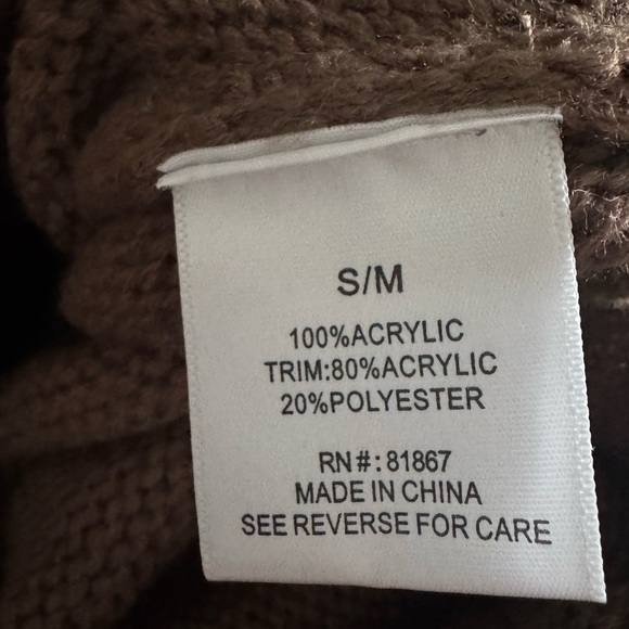 Olivia Sky Brown Cable Knit Sweater with Faux Fur Collar S/M - Picture 4 of 6